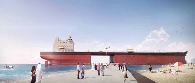 Illustration for article titled Here's One Way to Reuse Old Oil Tankers: Turn Them Into Small Cities